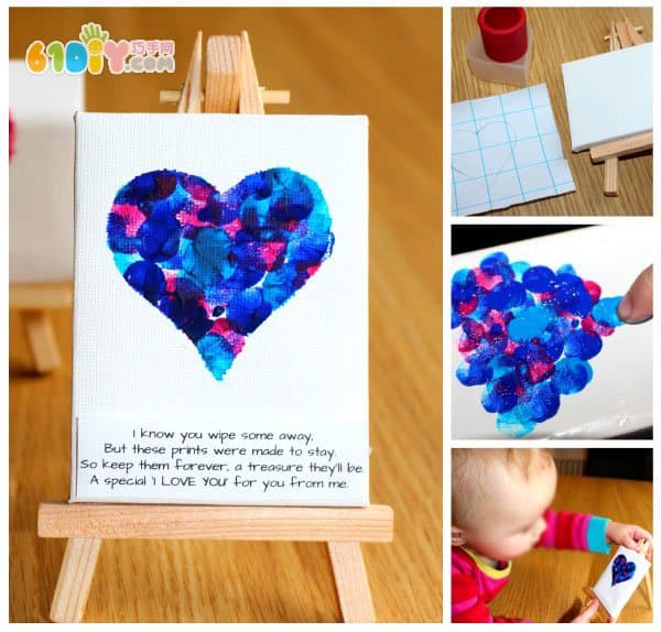 Children's hand-made fingerprint love card