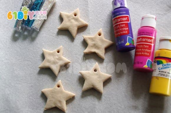 Salt dough making beautiful star ornaments