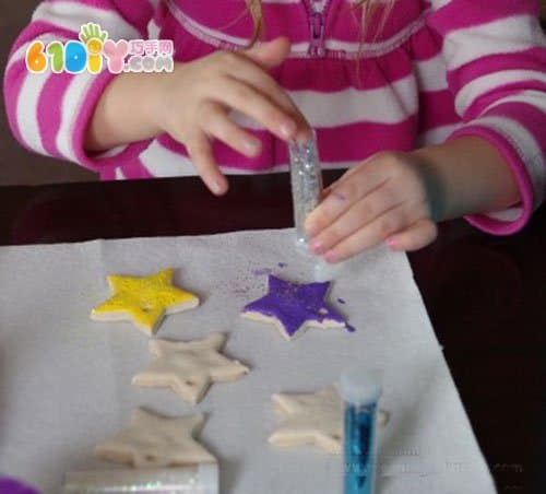 Salt dough making beautiful star ornaments