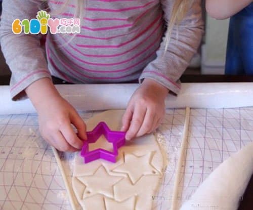 Salt dough making beautiful star ornaments