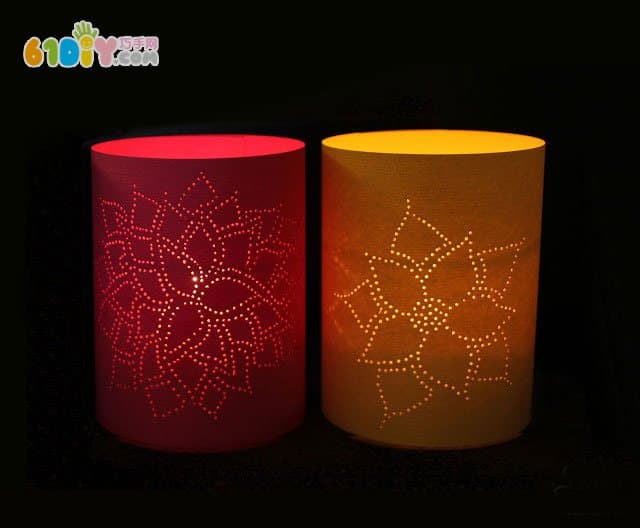 Handmade beautiful patterned cardboard lantern