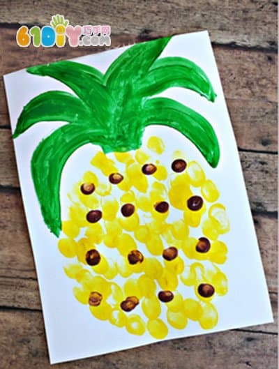 Children's creative fingerprint painting pineapple