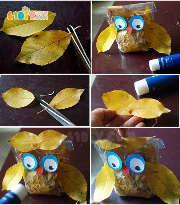 Autumn leaves handmade cute owl