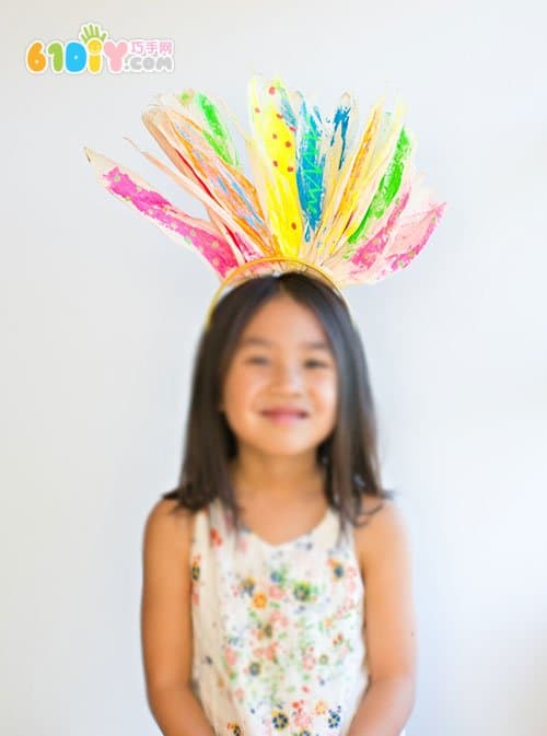 Corn leaves making Indian headdress