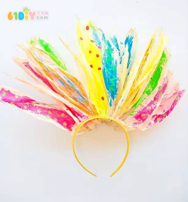 Corn leaves making Indian headdress