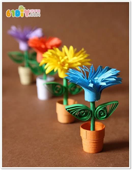 Three-dimensional paper flower pot handmade