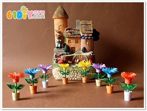 Three-dimensional paper flower pot handmade