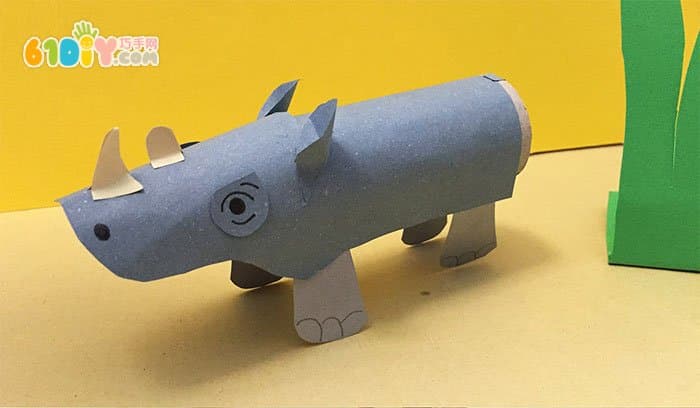Roll of paper animals handmade little rhinoceros