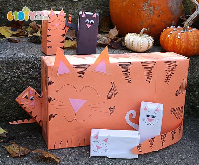 Make a cute kitten family from the carton