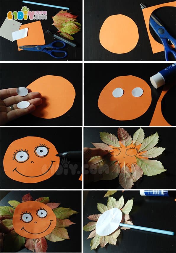 Children autumn handmade leaves flower doll