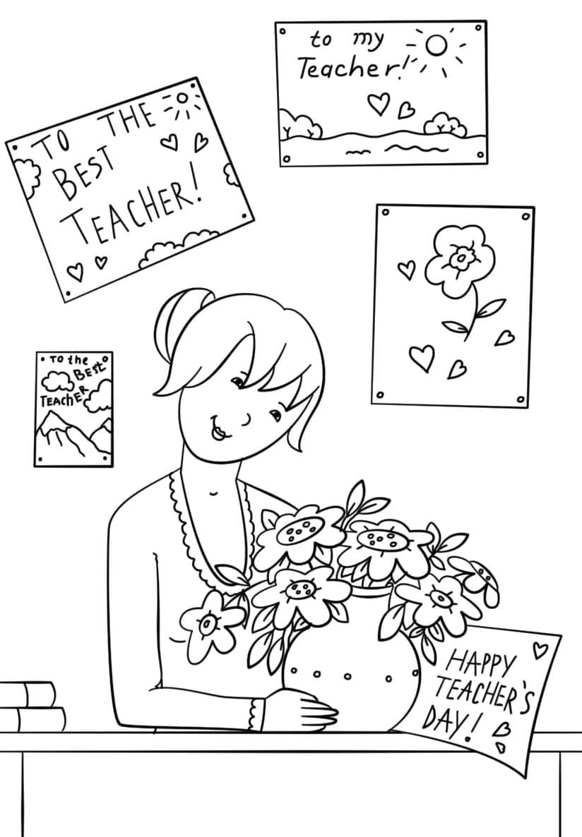 4 teacher's day greeting card coloring map