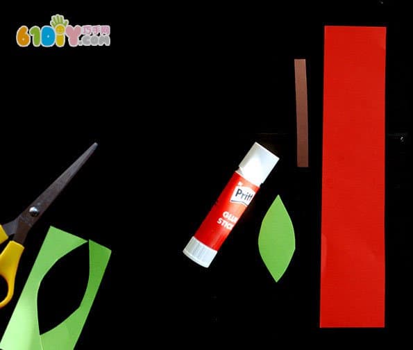 Child making stereo cardboard apple