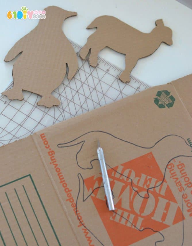 Waste cardboard handmade animal