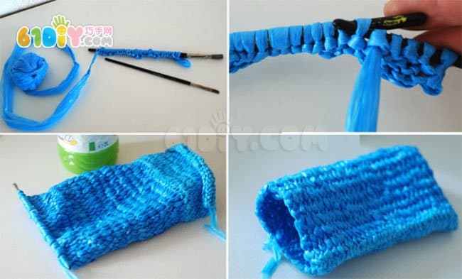 Plastic bag waste using woven bag handmade