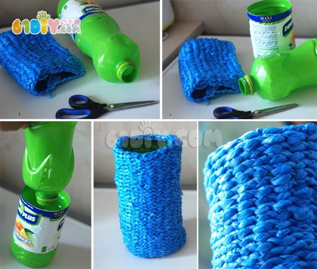 Plastic bag waste using woven bag handmade