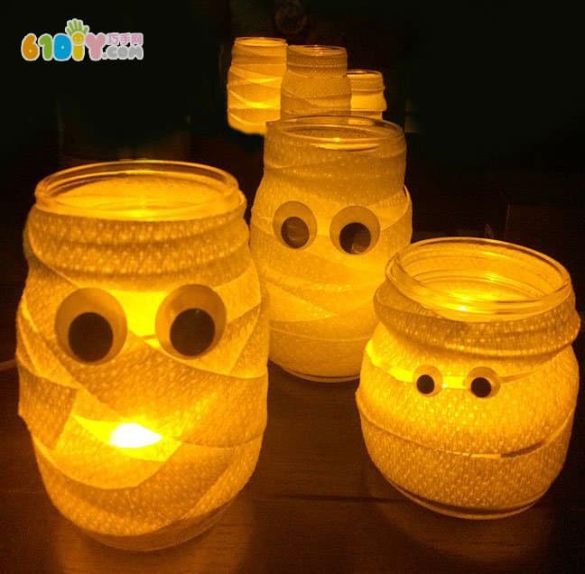 Children's handmade Halloween mummy lantern