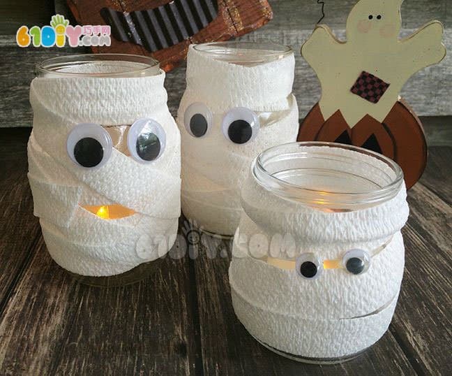 Children's handmade Halloween mummy lantern