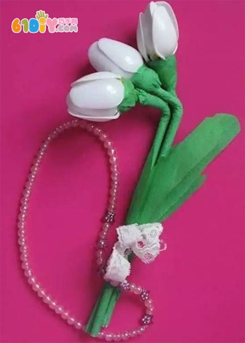 Disposable plastic spoon DIY making tulip handmade flowers