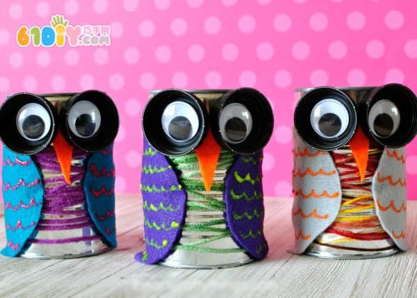 Scrap iron cans for owl pen holder