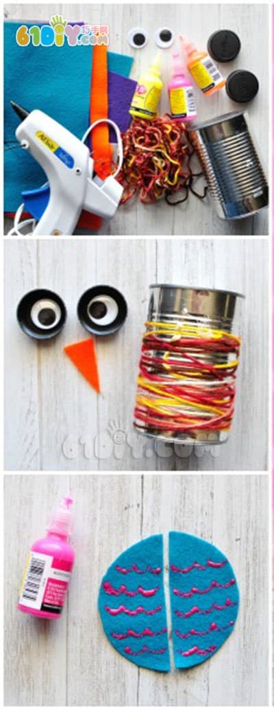 Scrap iron cans for owl pen holder
