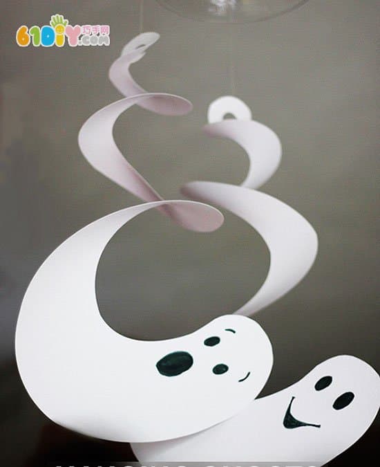 Halloween children's handmade spiral ghost ornaments