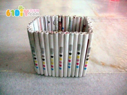 Waste newspaper storage box handmade