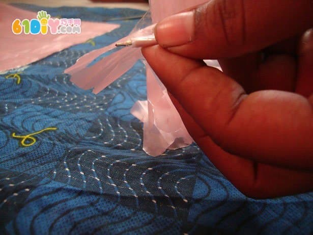 Handmade rose bouquet in plastic bag