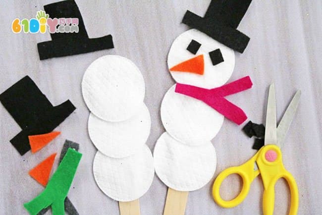 Children's handmade winter snowman