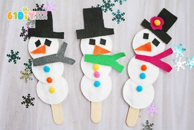 Children's handmade winter snowman