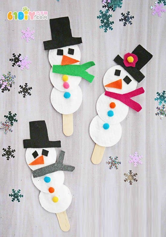Children's handmade winter snowman