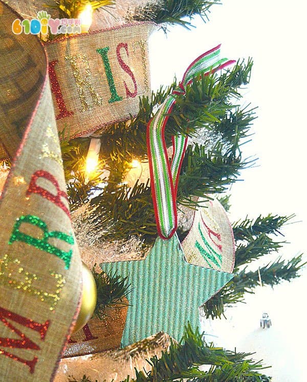 Children making Christmas shiny star ornaments