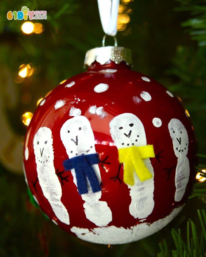 DIY simple cute handprint snowman christmas ball