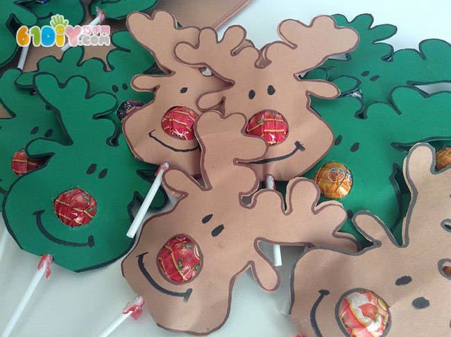 Christmas gift making cute lollipop reindeer