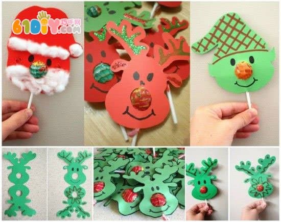 Christmas gift making cute lollipop reindeer