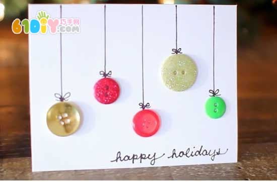 Handmade pretty simple button christmas card