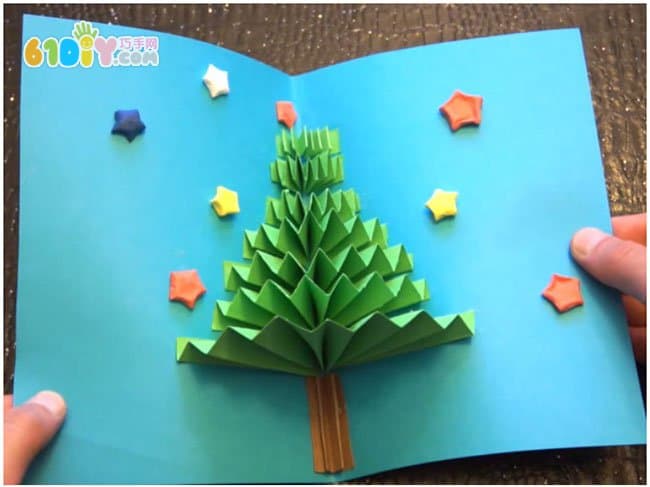 Christmas handmade Christmas tree stereo greeting card