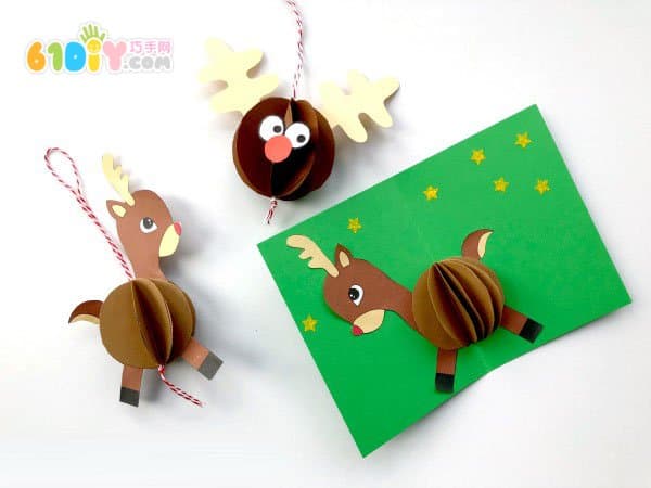 3 Christmas reindeer handmade (with template)