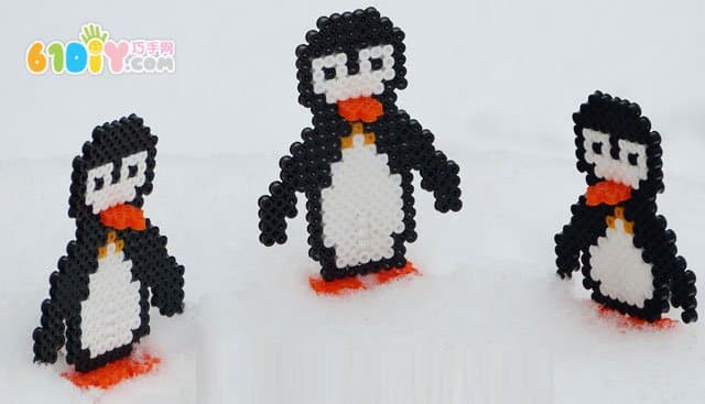 Spelling peas handmade three-dimensional penguins