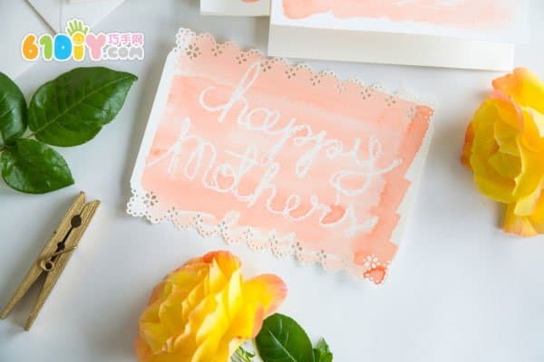 Simple and beautiful hand drawn crayon watercolor greeting card