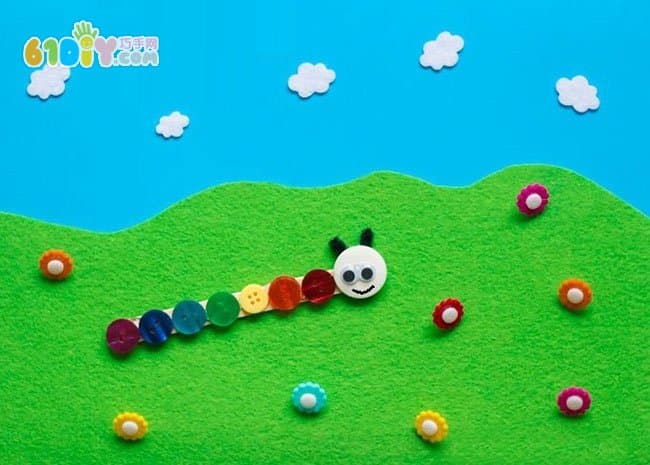 Spring Button Stickers - Rainbow Caterpillar
