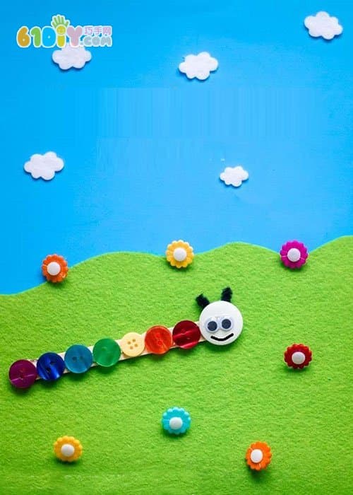Spring Button Stickers - Rainbow Caterpillar