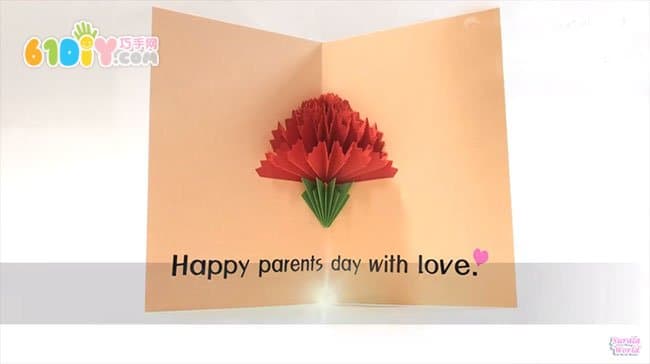 Three-dimensional carnation flower greeting card handmade