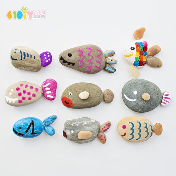 Cute stone fish handmade