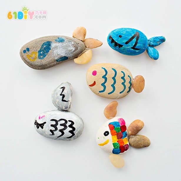 Cute stone fish handmade