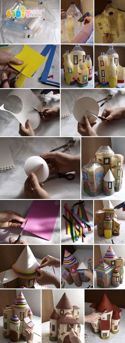 How to make castle ornaments with plastic bottles