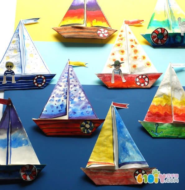 Summer three-dimensional sailboat stickers handmade