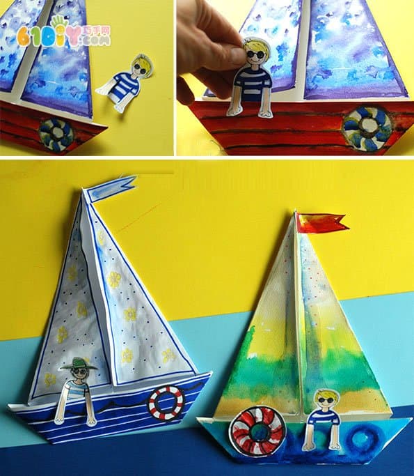 Summer three-dimensional sailboat stickers handmade