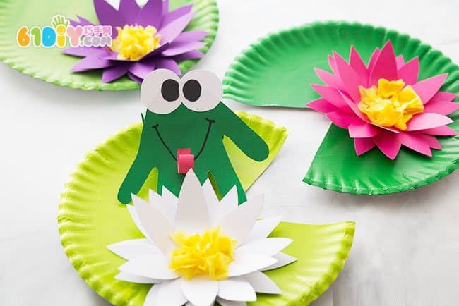 Handmade frog and lotus flower