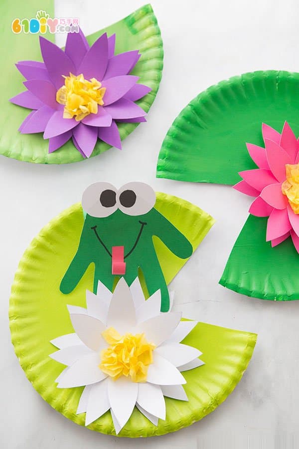 Handmade frog and lotus flower