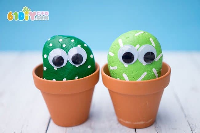 Small stone big change cute cactus handmade